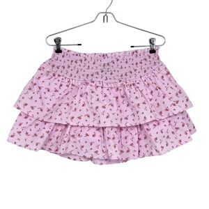 Wild Fable Ruffle Skirt Girls Medium‎ Light Pink Floral Smocked Tiered Mini NEW